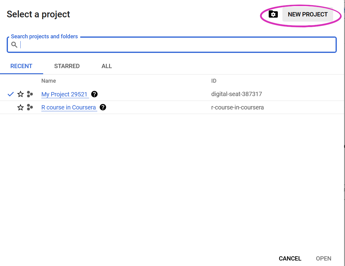 Create a new project